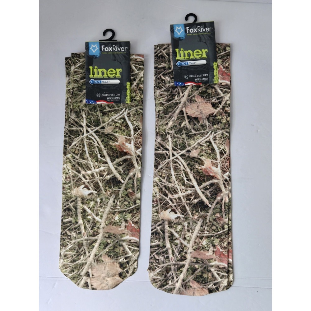 Fox River Liner socks size L Cool Max Mens New 2 pairs Camo Men 9-11.5 W 10-12.5